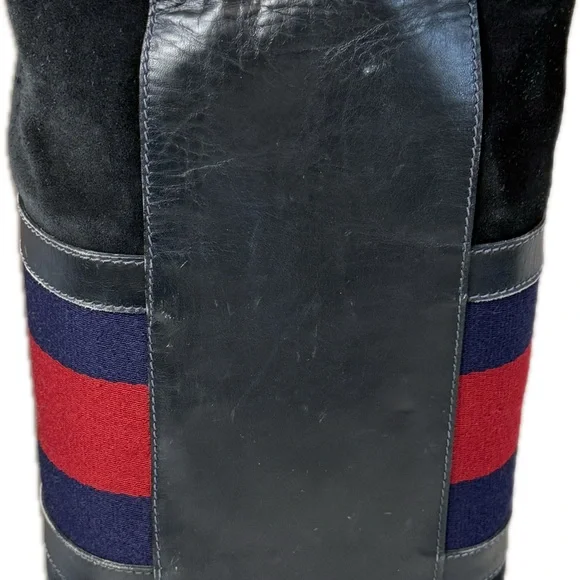 Vintage Gucci Black Suede Boston bag Duffle overnight lock/key COA - Picture 2 of 16